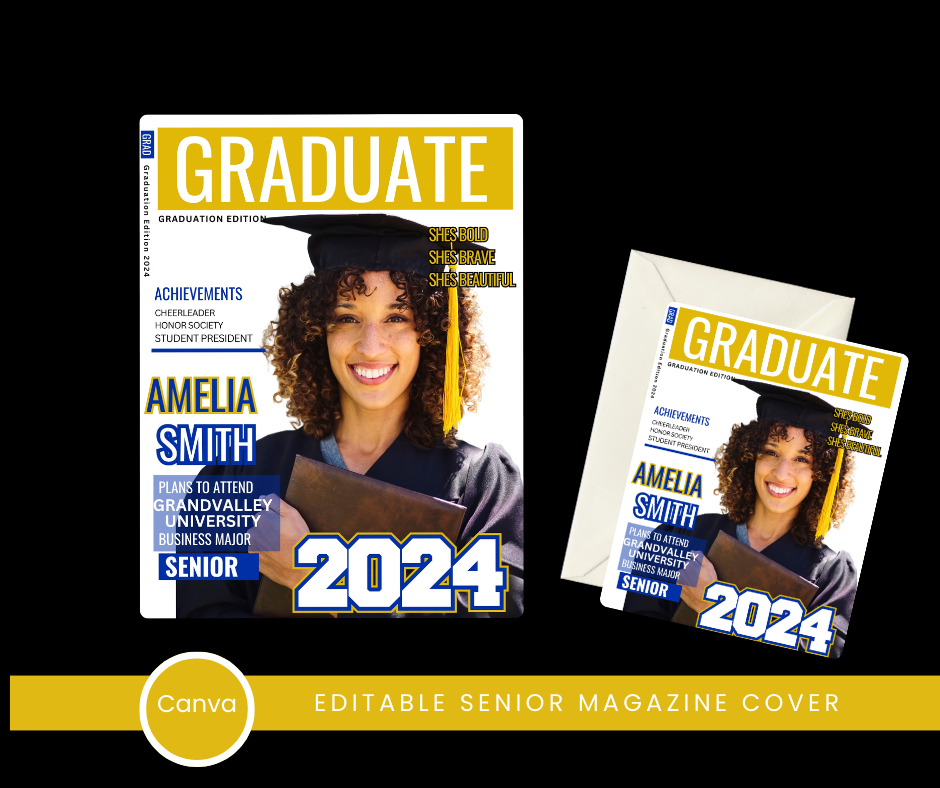 Graduate Magazine / Invite Cover Editble Template Bundle