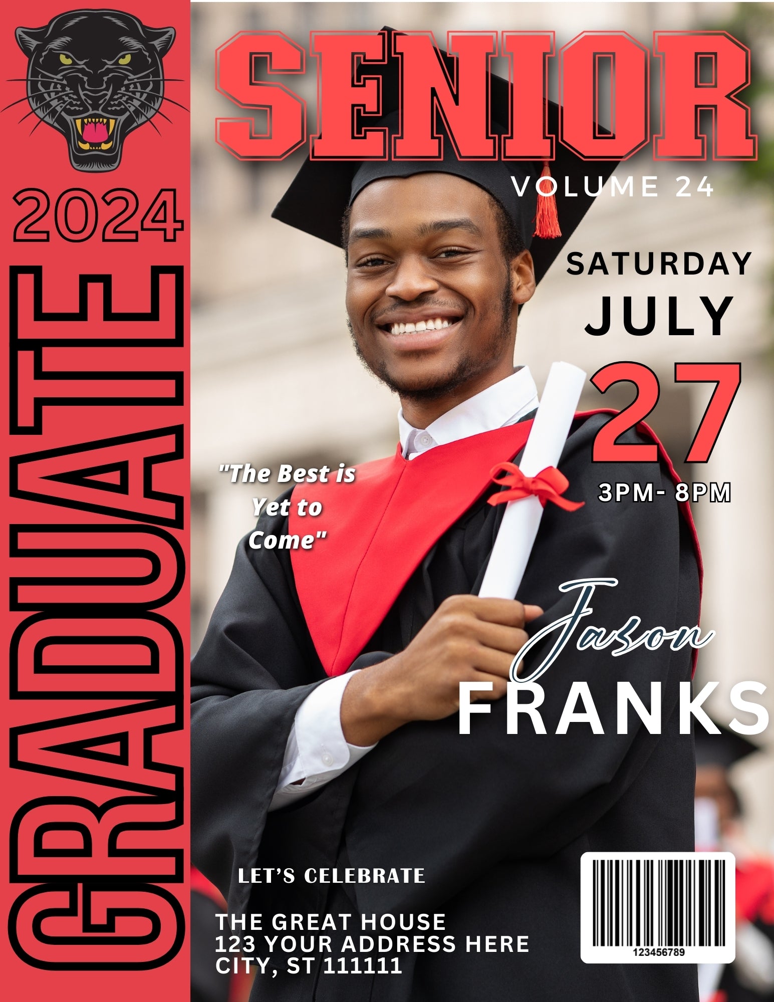 Graduate Magazine Cover Editble Template Invite – Yarbros Custom
