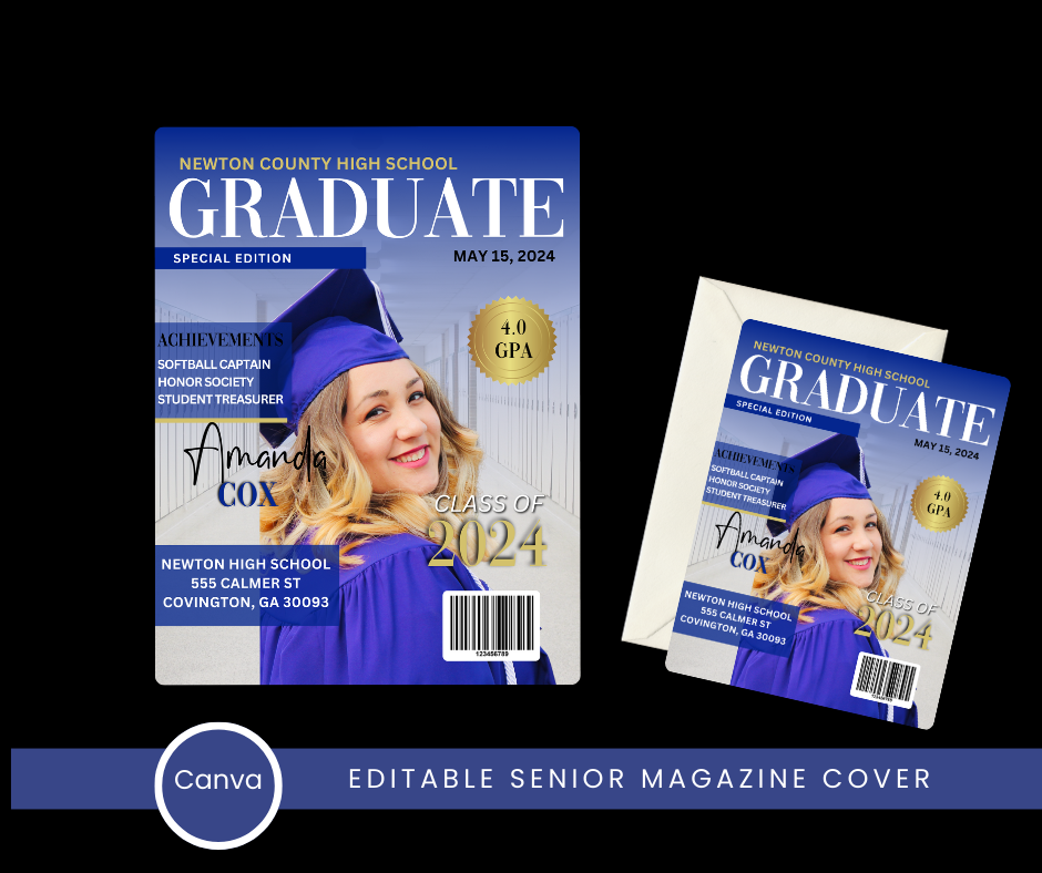 Graduate Magazine / Invite Cover Editable Template Bundle – Yarbros Custom