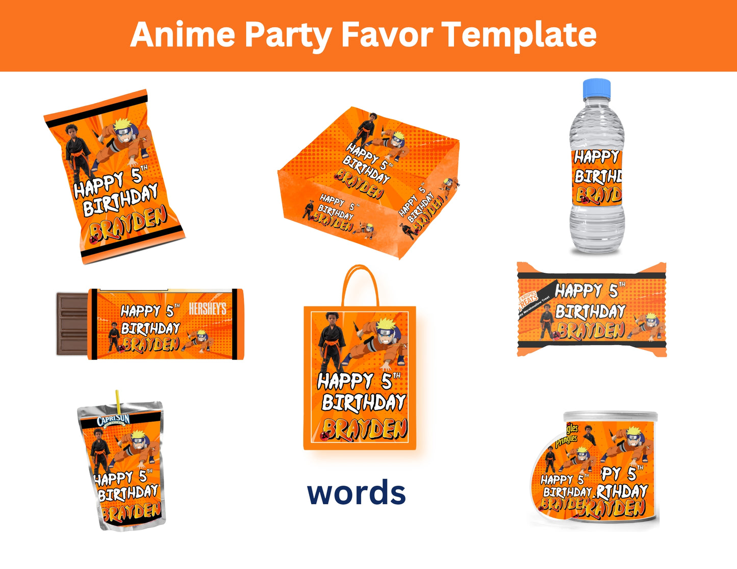 Anime Party Favor Template