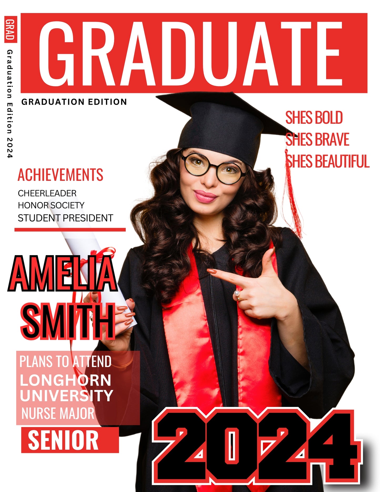 Graduate Magazine Cover Editble Template – Yarbros Custom