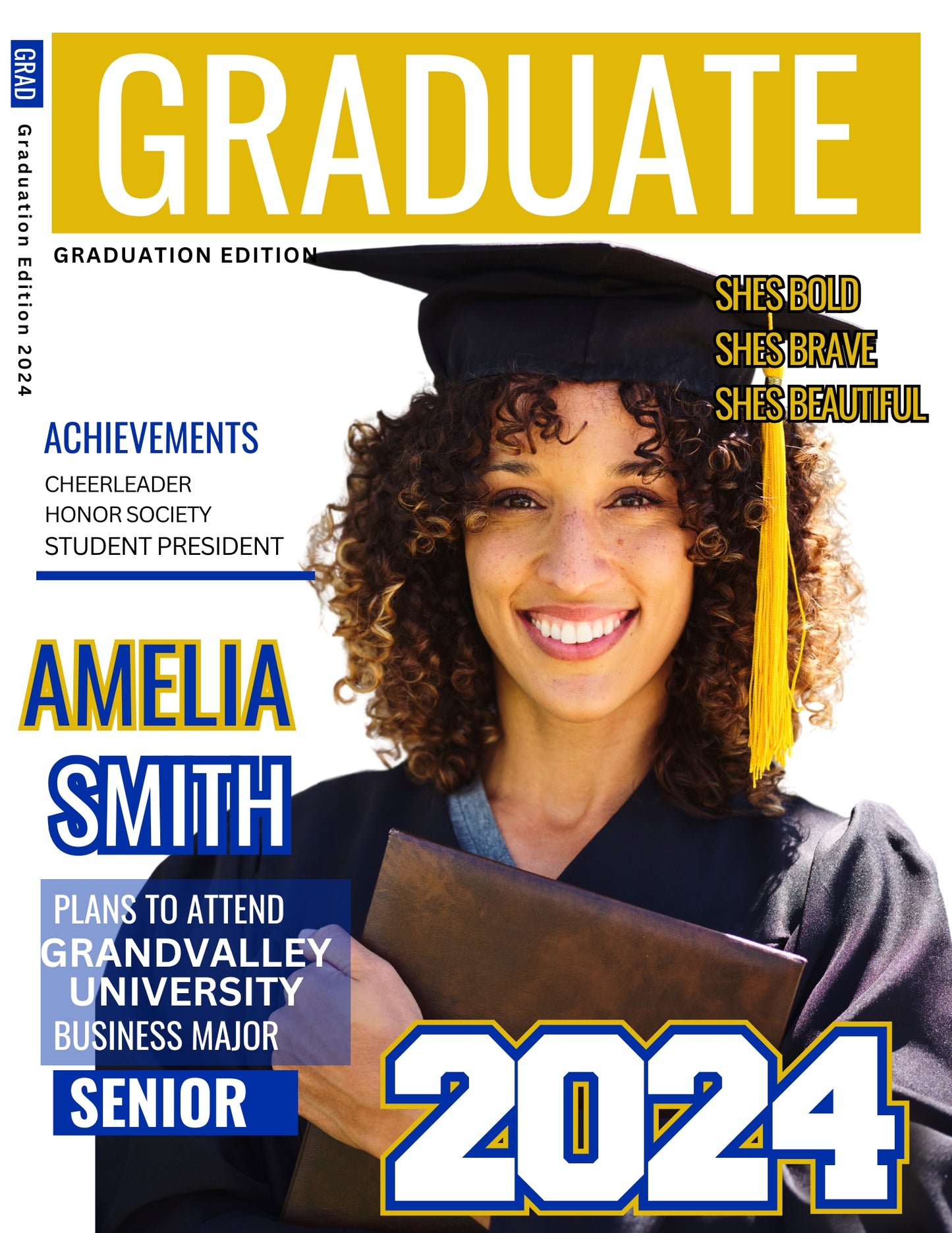 Graduate Magazine Cover Editble Template – Yarbros Custom