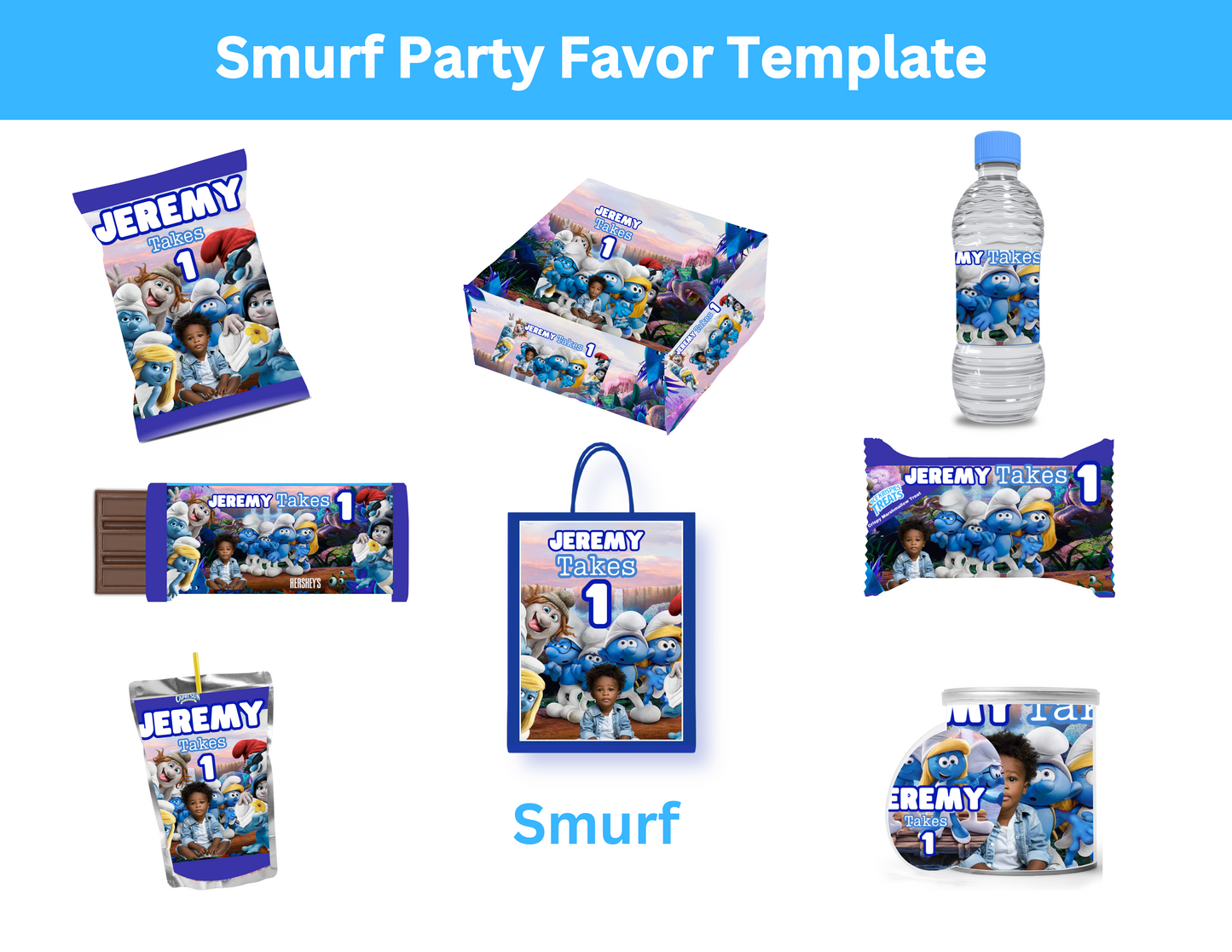 Smurf Party Favor Templates